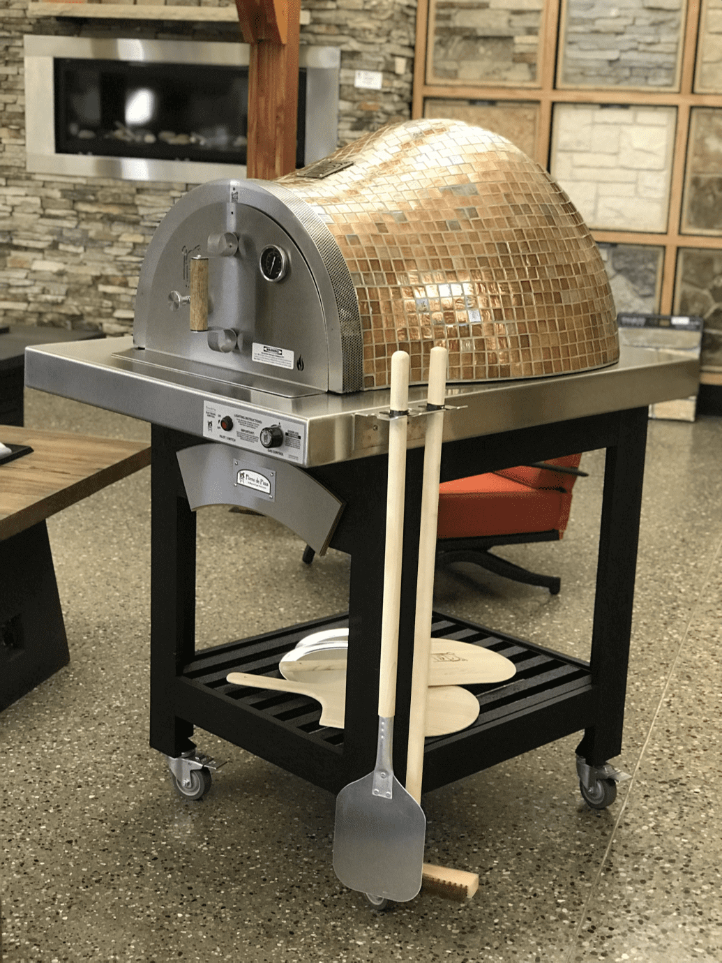 HPC Fire Forno Series HYBIRD Pizza Oven With Cart - Side View Copper