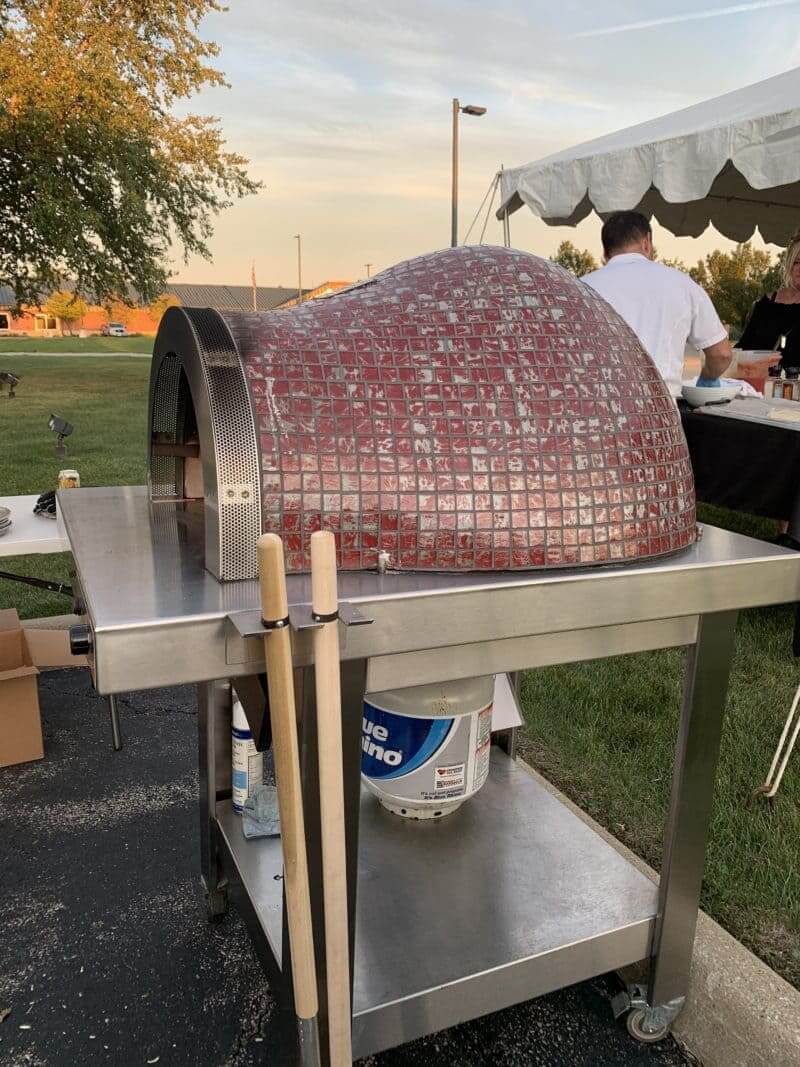 HPC Fire Forno Series HYBIRD Pizza Oven With Cart Gas And Wood - Side View Simply Red